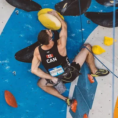 photo of Shamus Boulianne climbing